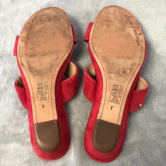 Sam Edelman Lanelle Nubuck Red Suede Leather Open Toe Sandal Size 8 - Picture 9 of 14